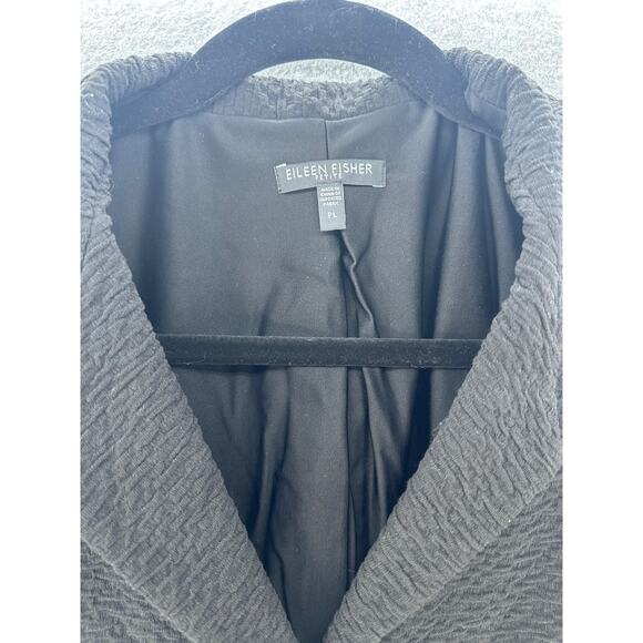 Eileen Fisher Women's sz PL Black Stretch 3 Button Blazer Work Office Textured - Picture 3 of 9